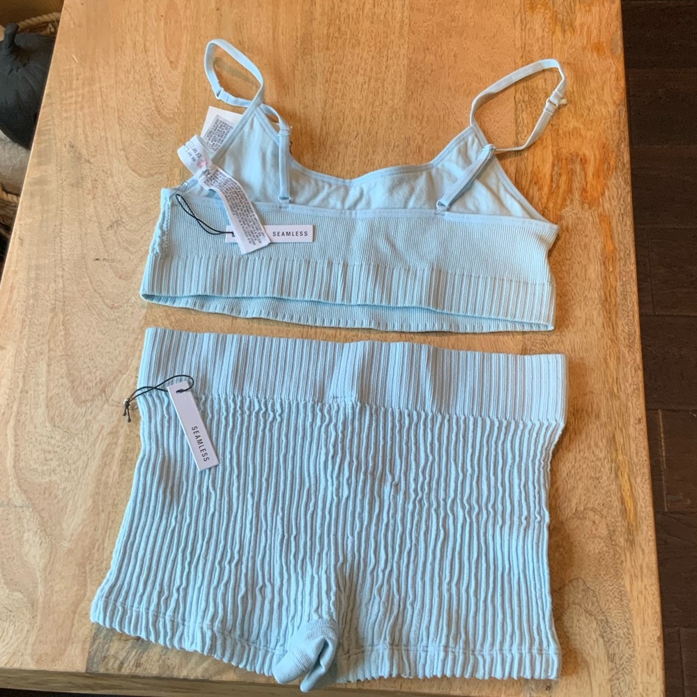 Forever 21 Light Blue Ribbed Bra Set - Picture 2 of 2